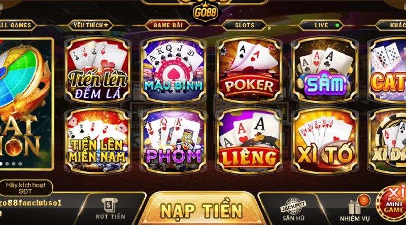 Danh sách game bài tại GO88